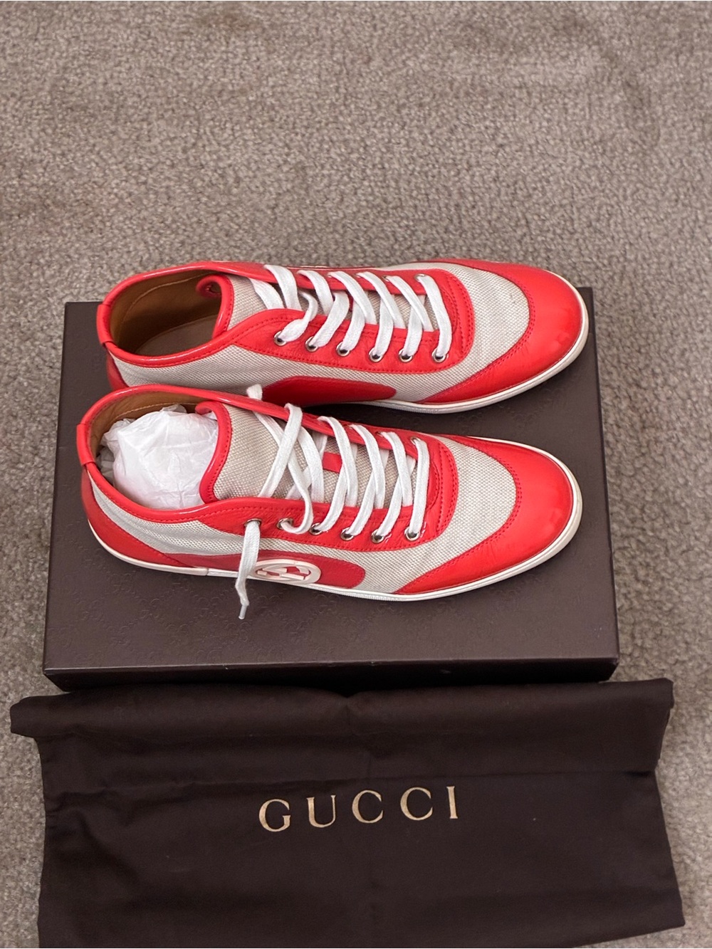 Gucci Orange & White High-Top Sneakers